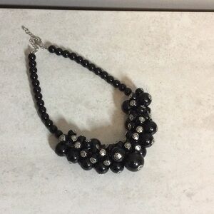 Black embellished chunky bead necklace